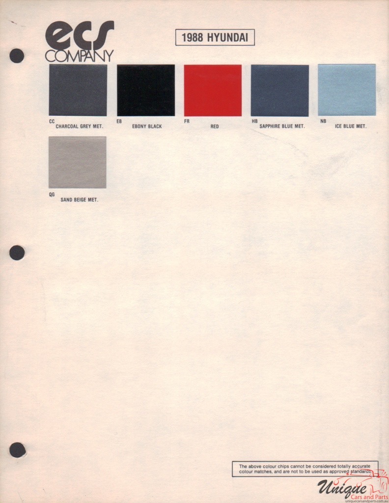 1988 Hyundai Paint Charts ECS 1